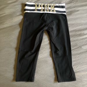 PINK Yoga Cropped Leggings with Sequin Logo